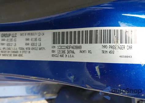 2015 Chrysler 200 Limited from USA, damaged, VIN 1C3CCCAB3FN639009